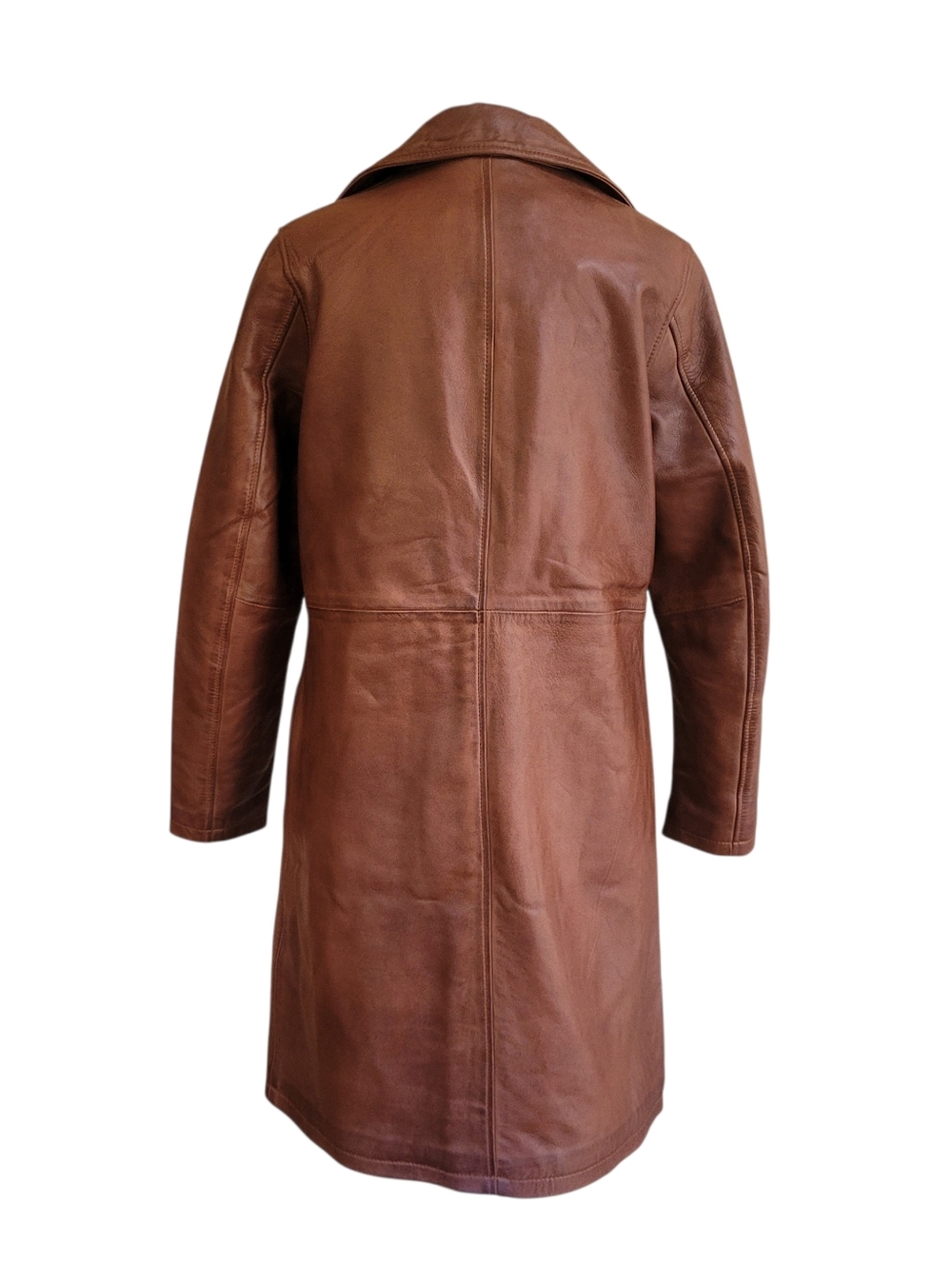 *NWT* Genuine Lambskin Leather Trench Coat Women Car Coat Soft Leather Size S - Picture 10 of 14